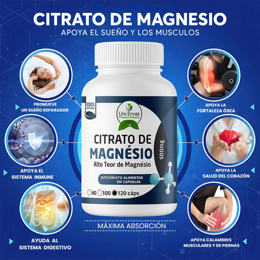 Citrato de Magnesio - Energía, Sueño Profundo y tranquilidad - 120 Capsulas