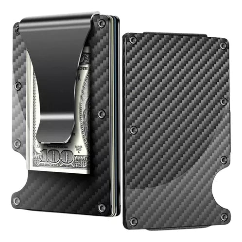 Billetera Antirrobo de Fibra de Carbono con bloqueo RFID